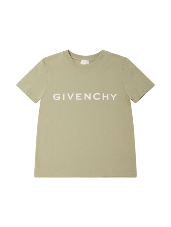 Givenchy: T-shirt in jersey di cotone stampato - Verde Chiaro - kids-boys_0 | Luisa Via Roma