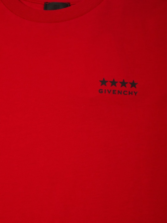 Givenchy: T-shirt en jersey de coton imprimé - Rouge - kids-boys_1 | Luisa Via Roma