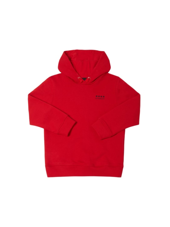 Givenchy: Sweat-shirt en coton mélangé à capuche - Rouge - kids-boys_0 | Luisa Via Roma