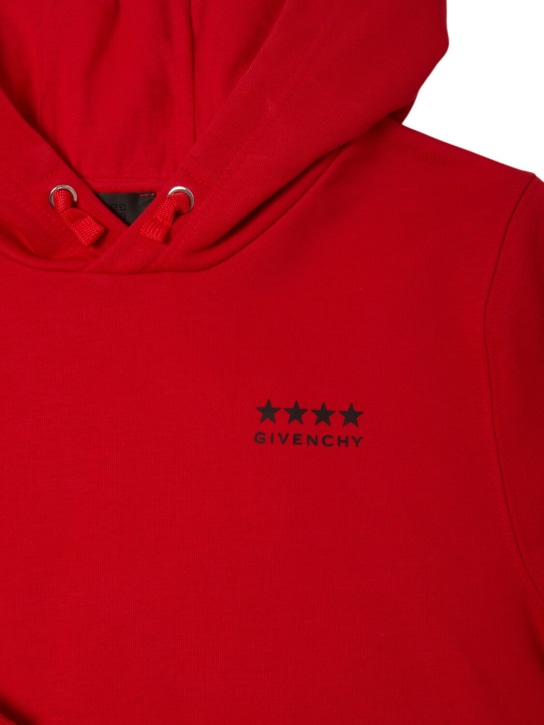 Givenchy: Sweat-shirt en coton mélangé à capuche - Rouge - kids-boys_1 | Luisa Via Roma