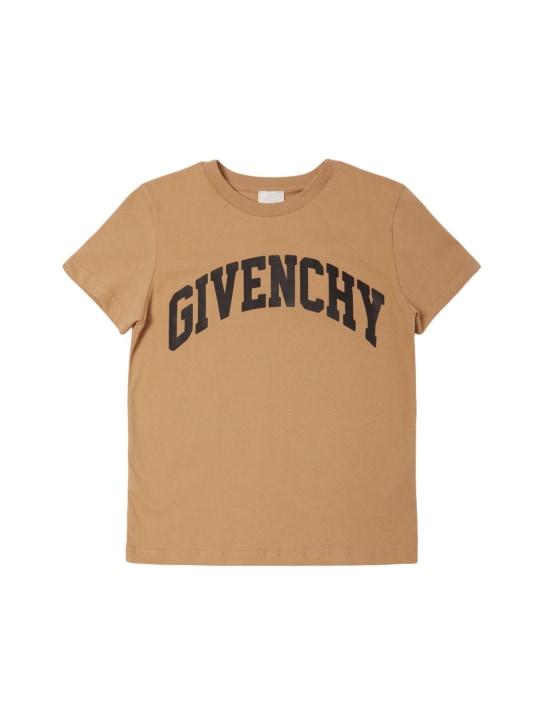 Givenchy: 프린티드 코튼 저지 티셔츠 - 라이트 브라운 - kids-boys_0 | Luisa Via Roma
