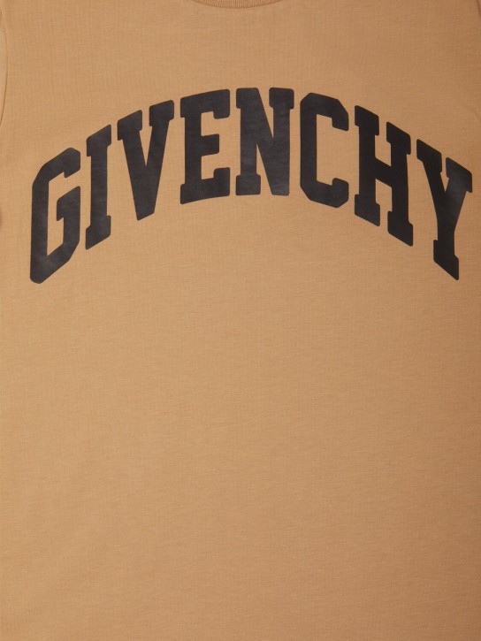 Givenchy: T-shirt en jersey de coton imprimé - Marron Clair - kids-boys_1 | Luisa Via Roma