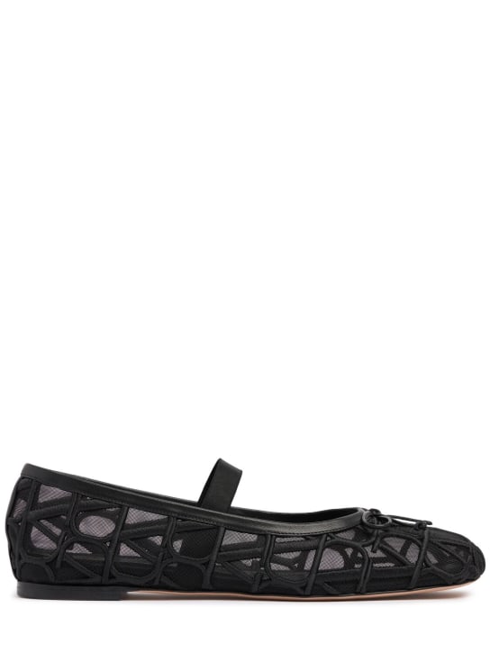 Valentino Garavani: Toile Iconographe mesh flats - women_0 | Luisa Via Roma