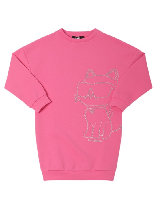 Karl Lagerfeld: Vestito in jersey di misto cotone stampato - Rosa - kids-girls_0 | Luisa Via Roma