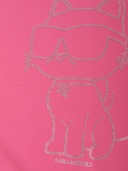 Karl Lagerfeld: 프린트 코튼 혼방 저지 드레스 - 핑크 - kids-girls_1 | Luisa Via Roma