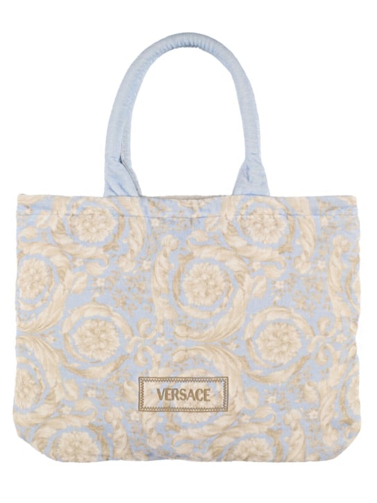 Versace: Logo printed tote bag - Multicolor - ecraft_0 | Luisa Via Roma