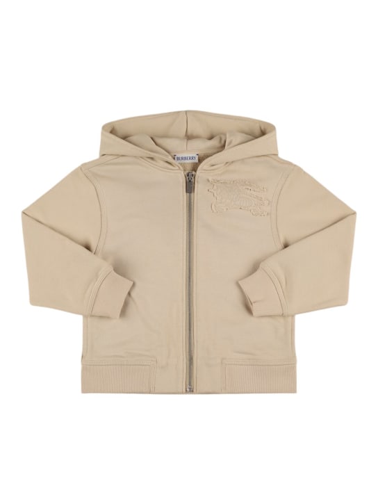 Burberry: Cotton zip-up hoodie - Beige - kids-boys_0 | Luisa Via Roma