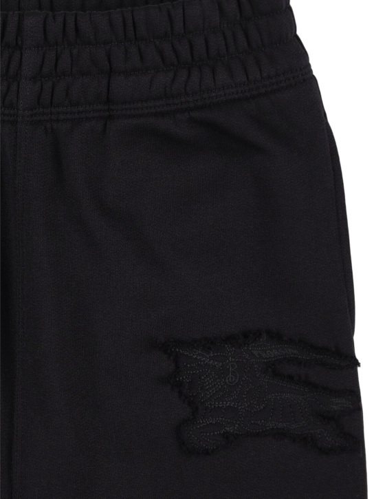 Burberry: Pantalones de felpa de algodón - Negro - kids-girls_1 | Luisa Via Roma