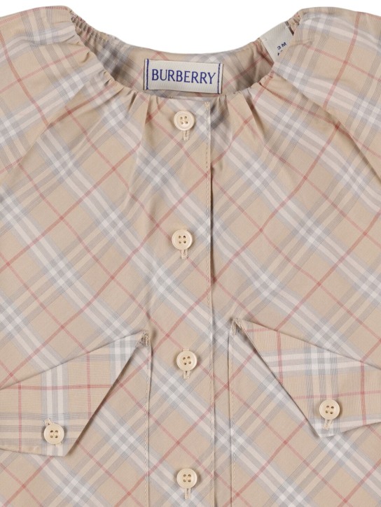 Burberry: Vestido y cubre pañal de algodón a cuadros - Beige - kids-girls_1 | Luisa Via Roma