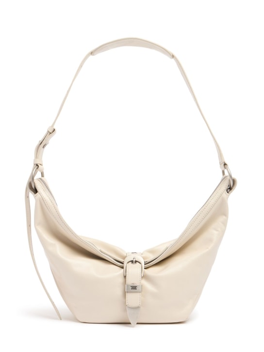 Marge Sherwood: Medium Belted leather hobo bag - Cream Glossy - women_0 | Luisa Via Roma