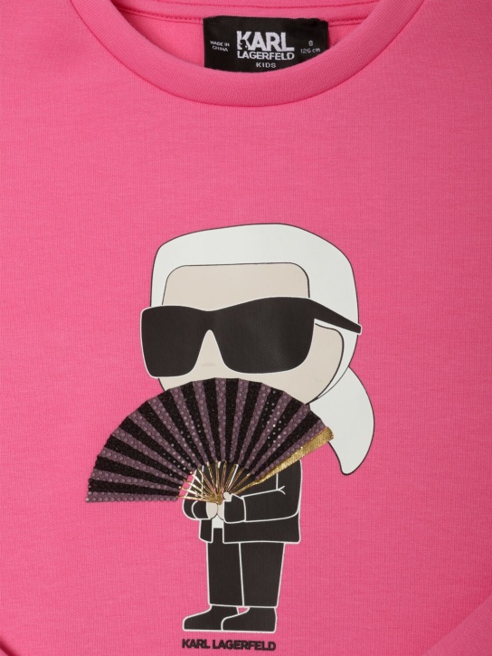 Karl Lagerfeld: Printed cotton blend crewneck sweatshirt - Pink - kids-girls_1 | Luisa Via Roma