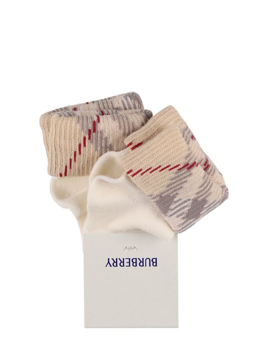 Burberry: Chaussettes en maille de coton mélangé - Blanc - kids-boys_0 | Luisa Via Roma