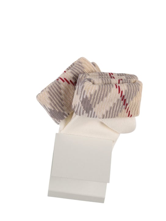 Burberry: Calcetines de punto de algodón - Blanco - kids-girls_1 | Luisa Via Roma