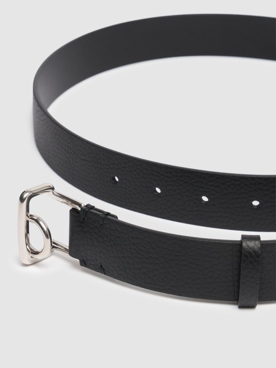 Burberry: 3cm B buckle leather belt - Black - men_1 | Luisa Via Roma