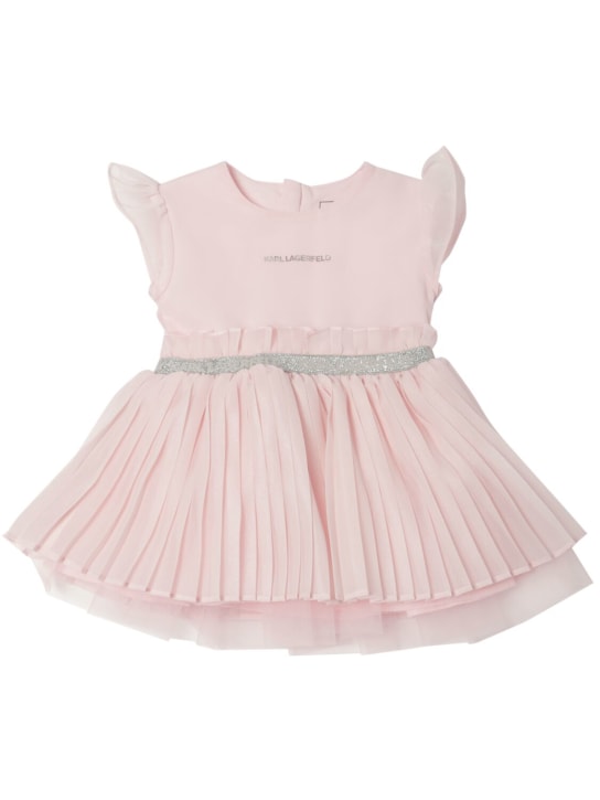 Karl Lagerfeld: Tech jersey & tulle dress - Pink - kids-girls_0 | Luisa Via Roma
