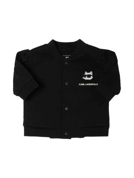 Karl Lagerfeld: Jersey t-shirt, sweatshirt & sweatpants - Siyah - kids-girls_1 | Luisa Via Roma