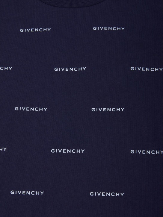 Givenchy: 印花棉质平纹针织T恤 - 深蓝色 - kids-boys_1 | Luisa Via Roma
