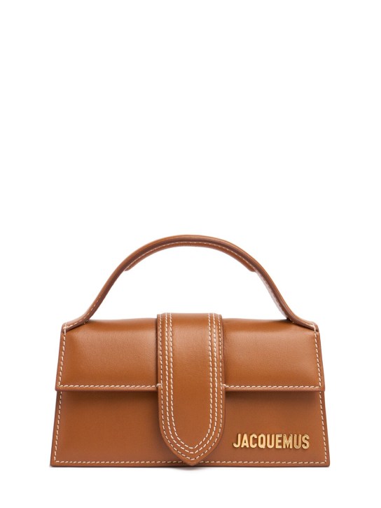 Jacquemus: Le Bambino leather top handle bag - Light Brown - women_0 | Luisa Via Roma