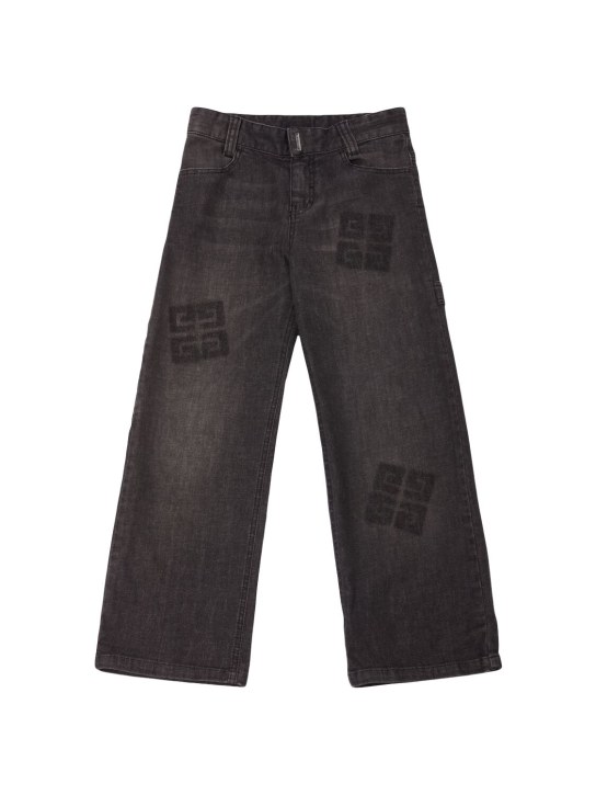 Givenchy: Jeans in denim di cotone stretch - Nero - kids-boys_0 | Luisa Via Roma