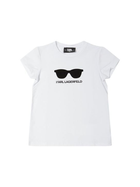 Karl Lagerfeld: コットンブレンドジャージーTシャツ - kids-girls_0 | Luisa Via Roma