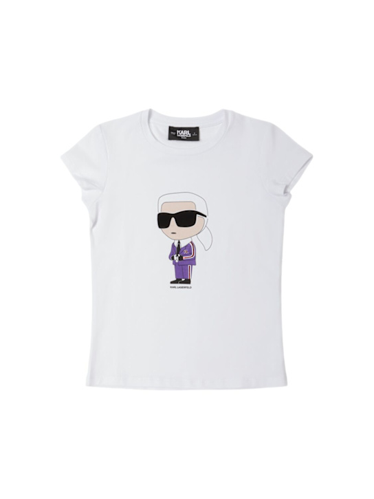 Karl Lagerfeld: コットンブレンドジャージーTシャツ - kids-girls_0 | Luisa Via Roma