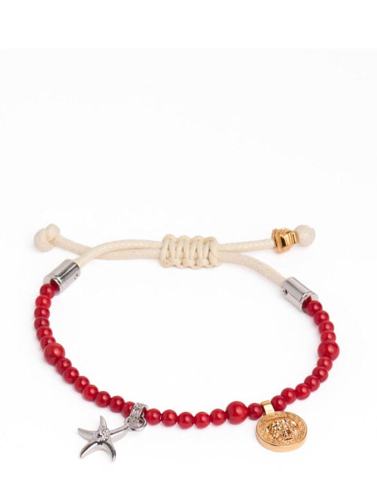Versace: Logo bracelet - Red/Gold - men_0 | Luisa Via Roma