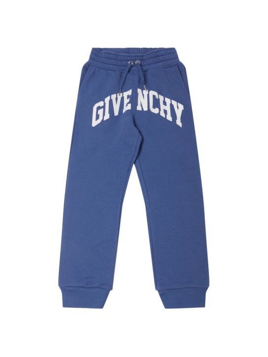Givenchy: Printed cotton blend sweatpants - Blue - kids-boys_0 | Luisa Via Roma
