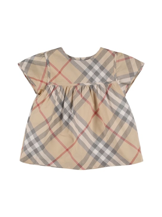 Burberry: Camisa de algodón a cuadros - Beige - kids-girls_0 | Luisa Via Roma