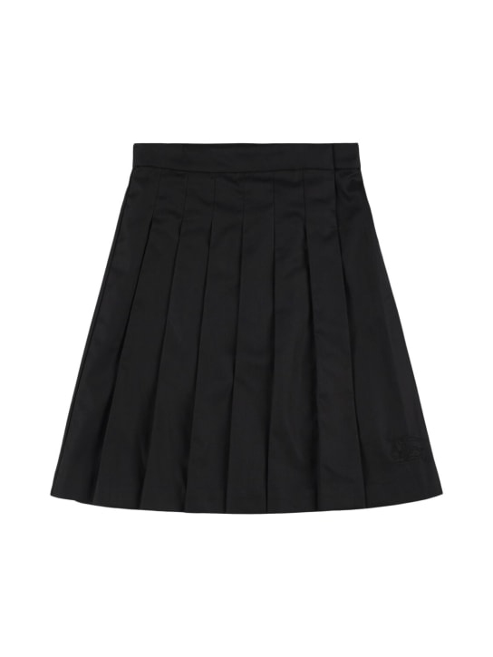 Burberry: Pleated cotton & lyocell skirt - Black - kids-girls_0 | Luisa Via Roma