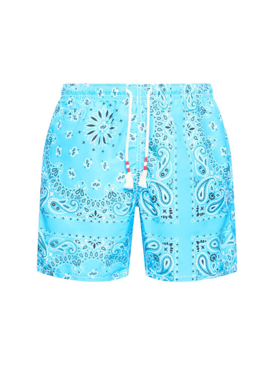 Mc2 Saint Barth: Bañador shorts de techno estampado - Azul - men_0 | Luisa Via Roma