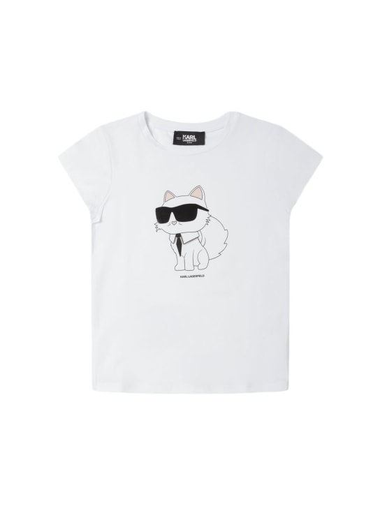 Karl Lagerfeld: コットンブレンドTシャツ - kids-girls_0 | Luisa Via Roma
