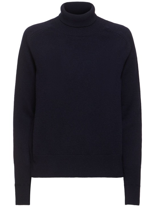 Victoria Beckham: Wool knit turtleneck sweater - Navy - women_0 | Luisa Via Roma