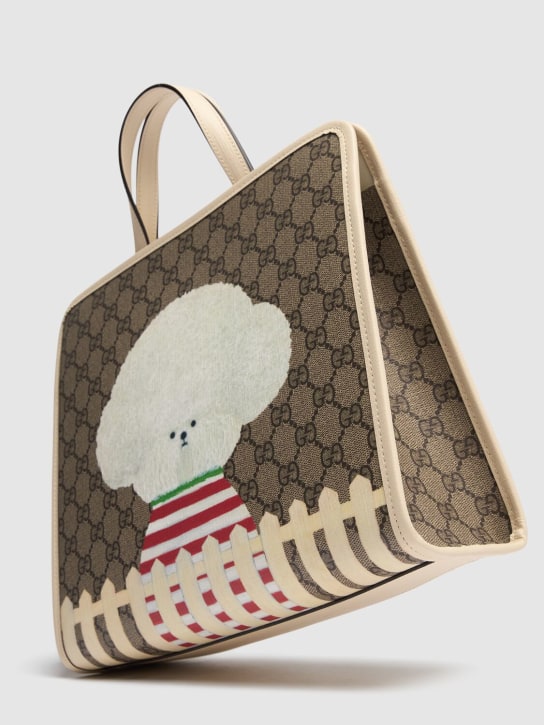 Gucci: GG printed canvas tote bag - Beige/Ebony - kids-girls_1 | Luisa Via Roma
