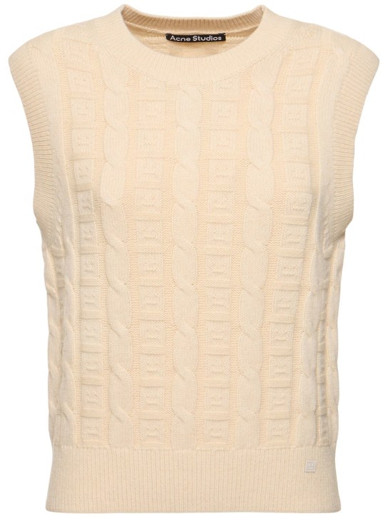 Acne Studios: Kreen cotton blend cable knit vest - Oatmeal Melange - women_0 | Luisa Via Roma