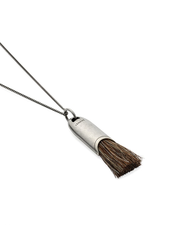 Lemaire: Personal brush necklace - Silver/Brown - men_1 | Luisa Via Roma