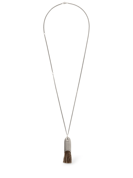Lemaire: Personal brush necklace - Silver/Brown - men_0 | Luisa Via Roma
