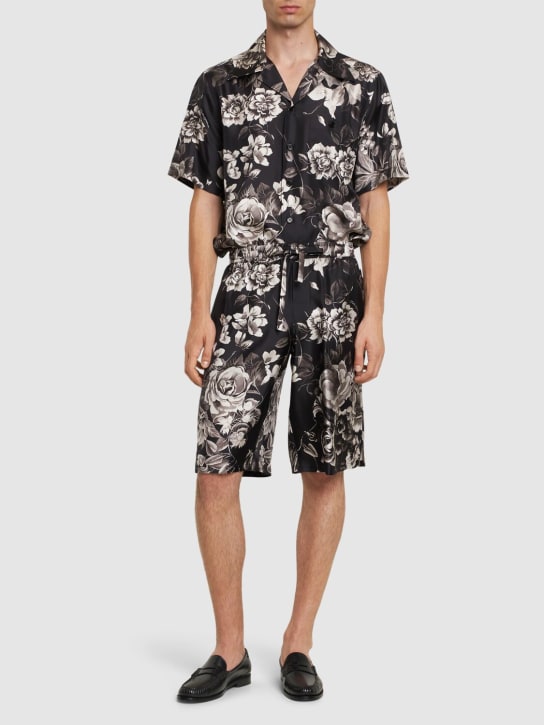 Dolce&Gabbana: Flower printed silk shorts - men_1 | Luisa Via Roma