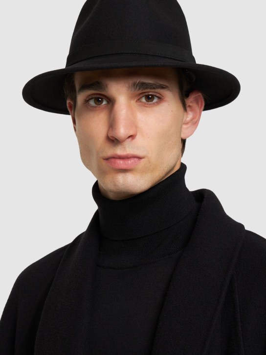 Borsalino: Chapeau en feutre de laine Dario 6,5 cm - Noir - men_1 | Luisa Via Roma