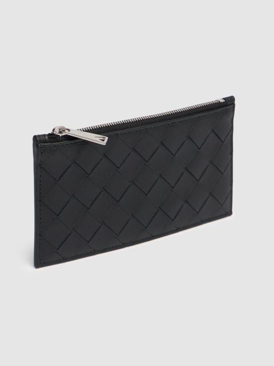 Bottega Veneta: Intrecciato leather card case - Black - men_1 | Luisa Via Roma