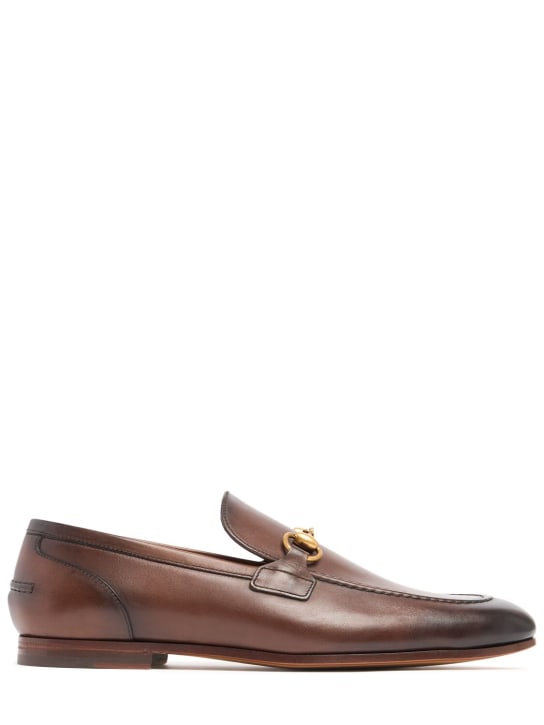 Gucci: Jordaan horsebit leather loafers - Fondente - men_0 | Luisa Via Roma