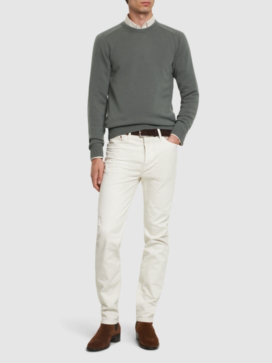 Tom Ford: Cashmere l/s crewneck sweater - Grey - men_1 | Luisa Via Roma