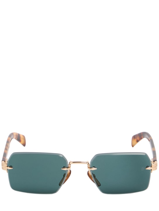 DB Eyewear by David Beckham: Eckige Sonnenbrille aus Metall „DB“ - Gold/Green - men_0 | Luisa Via Roma
