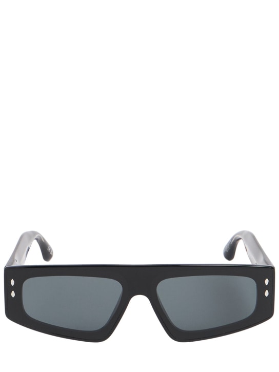 Isabel Marant: Maxi temple squared acetate sunglasses - Black/Grey - women_0 | Luisa Via Roma