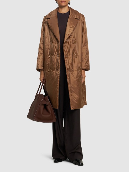 Max Mara: Greenco padded waterproof long jacket - Brown - women_1 | Luisa Via Roma