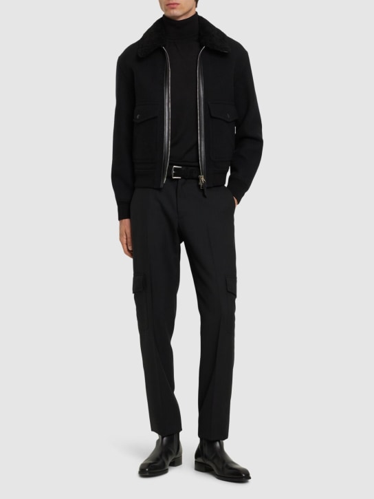 Tom Ford: Double face plaid zipped jacket - Black - men_1 | Luisa Via Roma