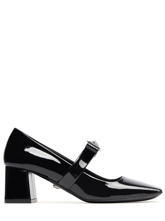 Versace: Escarpins en cuir verni 55 mm - Noir - women_0 | Luisa Via Roma