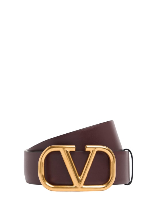 Valentino Garavani: 4cm Reversible V Logo leather belt - White/Rubin - women_0 | Luisa Via Roma