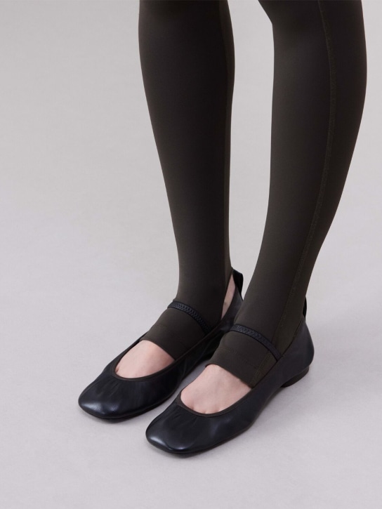 Lemaire: Square皮革芭蕾平底鞋 - 深棕色 - women_1 | Luisa Via Roma