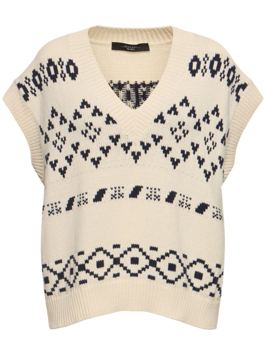 Weekend Max Mara: Todi embroidered cotton blend vest - White/Black - women_0 | Luisa Via Roma