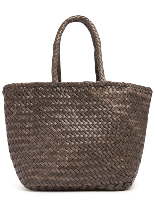 Dragon Diffusion: Grace Small woven leather basket bag - Grey - women_0 | Luisa Via Roma
